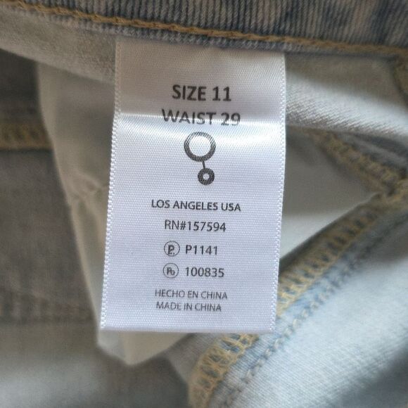 Insane Gene Light Wash Button Fly Denim Jeans Hi Rise Relaxed Tie Ankle 11 29W - Picture 11 of 12